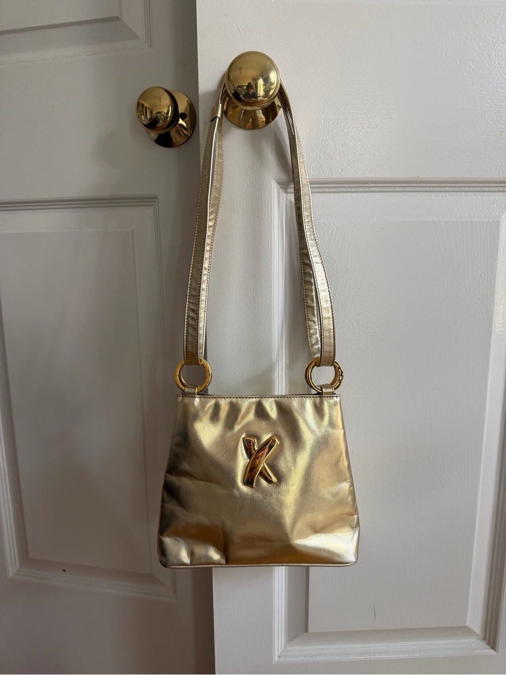 Paloma Picasso Vintage Gold Metallic Shoulder Bag Made in Italy